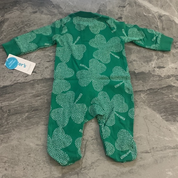 Carter's - Shamrock Print Footed Pajamas Onesie - 2 Way Zipper - 3 Months - NWT - Picture 4 of 16